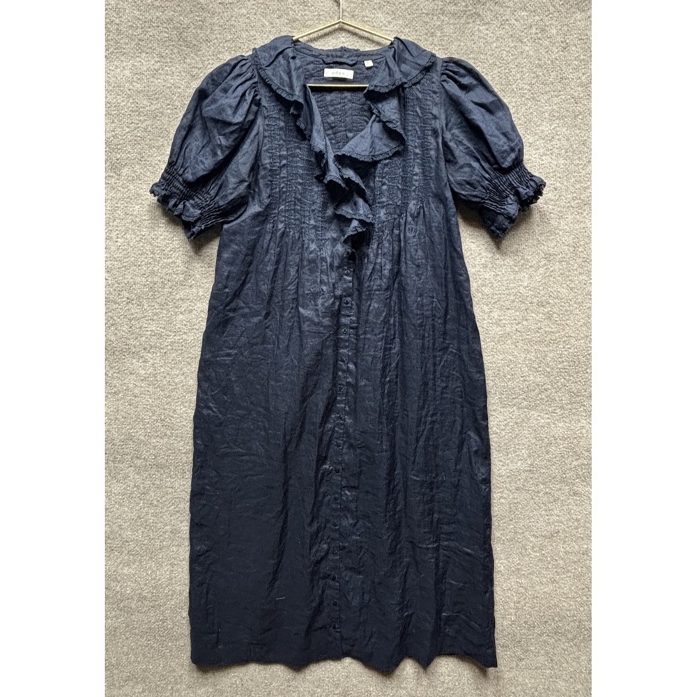 Doen Navy Ruffled Midi Dress